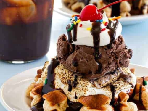 S'mores Waffle Sundaes